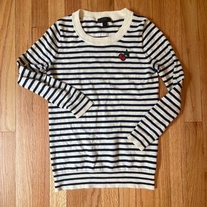 J Crew striped merino wool cherry sweater XS